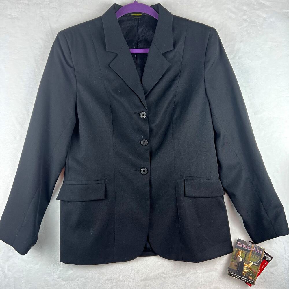 Devon-Aire Riding Coat Women 12 Black Wool Blend Equestrian Show Jacket NWT